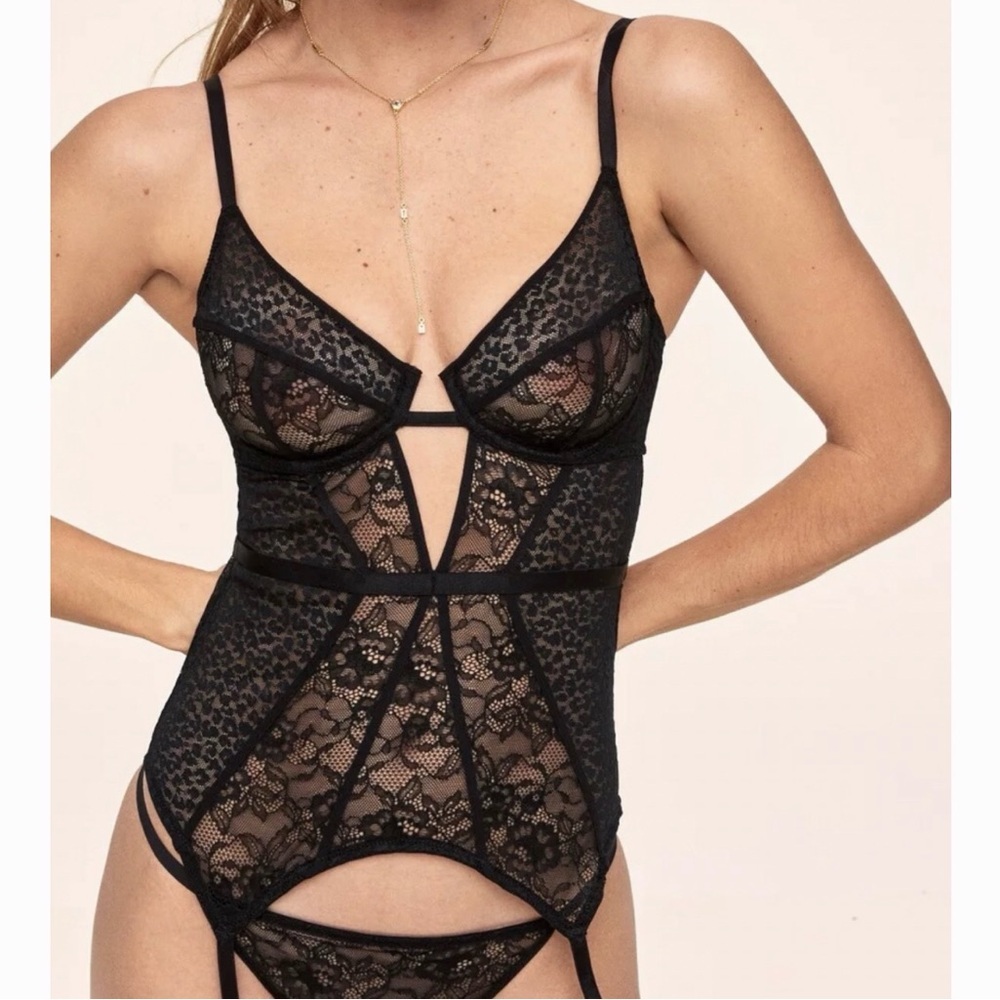 Adore me Black Lace Bustier Lingerie